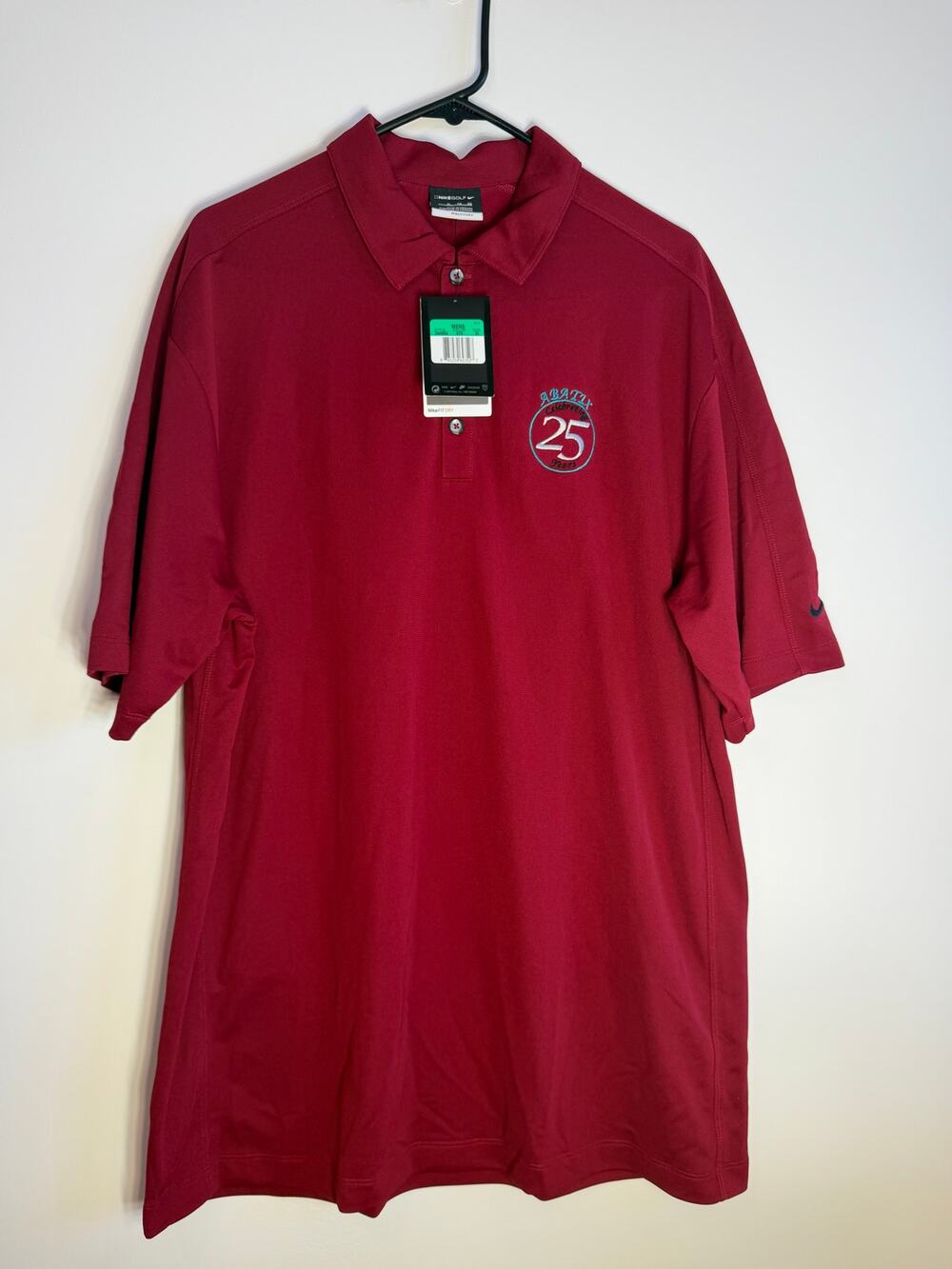 Nike Golf Men's XL Dri-FIT Red Polo 25 Yrs Embroidered Logo NWT